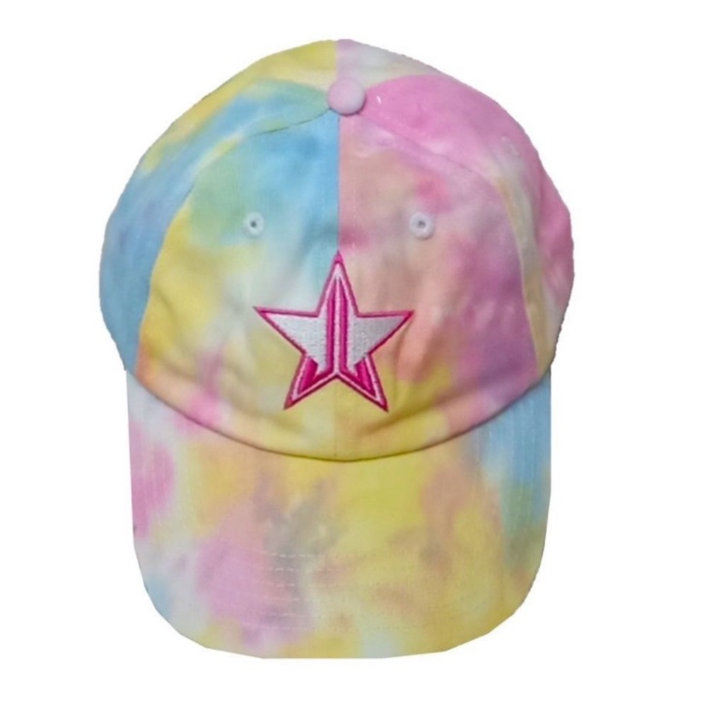 (LGSF) NEW Jeffree Star Cosmetics Pink Blue Yellow Tie-dye Logo Baseball,‎ NWOT
